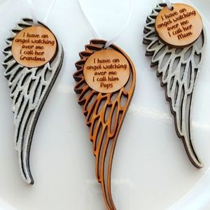 Layered Wooden Angel Wing Memorial Christmas Ornament